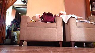 Shemale Struts Boldly In Black High Heels!