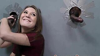 hey, check this teen sucking black dick at the gloryhole, wow!