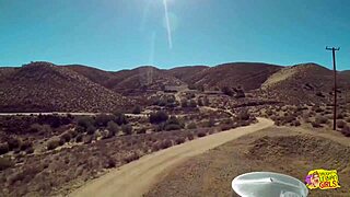 Brunette and blonde lesbians boldly eat pussy and trib outdoors despite the open air