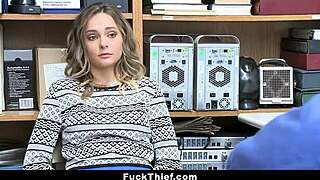 Blonde Teen 18+ Shoplyfter CAUGHT and FUCKED by Guard