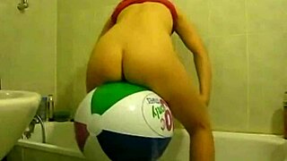 sophie masturbates with balloons in living room and bathroom