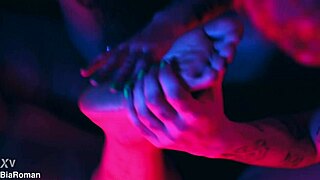 Latina brunette dominates bound lesbian with foot and tickle fetish