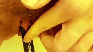 Fingering Wet Young 18+ Pussy with Peg on Clit