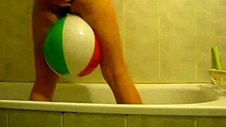 sophie masturbates with balloons in living room and bathroom