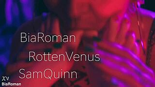 Latina brunette dominates bound lesbian with foot and tickle fetish