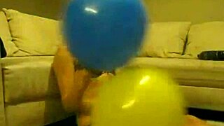 sophie masturbates with balloons in living room and bathroom