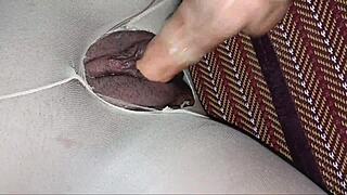 I tore the pantyhose and stuffed cock in tight pussy!
