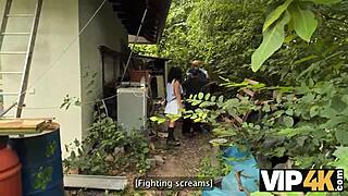 Hunter fucks gypsy girl in abandoned house with pov blowjob