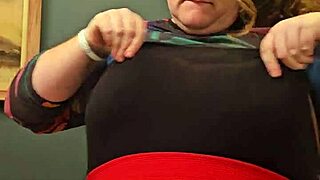 Horny BBW Secretary Flashes Tits and Panties with Need