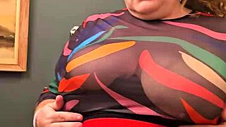 Horny BBW Secretary Flashes Tits and Panties with Need