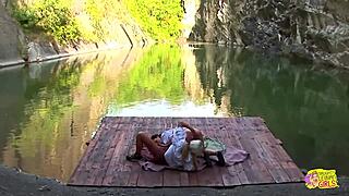 Blonde and Brunette Medieval Babes Lick Outdoors