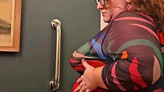 Horny BBW Secretary Flashes Tits and Panties with Need