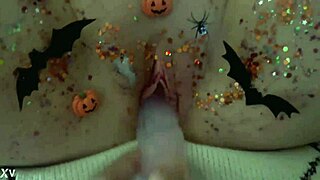 Halloween Solo Pussy Play with Wet Costumes and Intense Masturbation in Cosplay Style