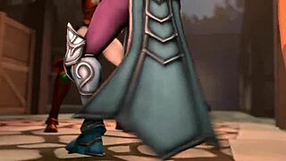 The giantess engages in anal insertion with huge sounds in a cartoon fetish