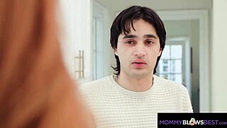 Busty Redhead Stepmom Sucks My Cock During Chores