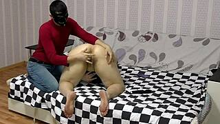 milf caught masturbating faces harsh punishment in garage