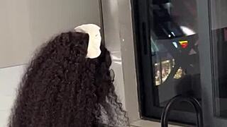 Ebony house maid gets caught riding her black boss's cock, cum on ass in amateur scene