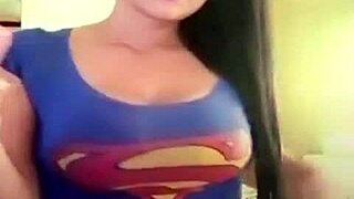 Colombian woman entertains the public outdoors