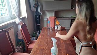 i cleaned the neighbr's table and took off my panties, will he like it?