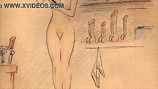 vintage erotic animation with bent-over doggystyle and hairy retro vibes