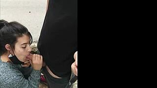 i watch amateur brunette suck dick outdoor in public flashing