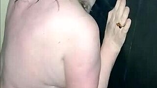 feeling the intense emotions in bdsm session with french mature slave whore at glory hole and cross