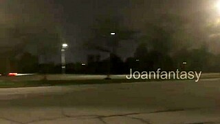 Ebony Amateur Squirts While Using Queen-Sized Dildo And Buttplug In Parking Lot