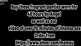 I masturbate while licking angel's round tits.