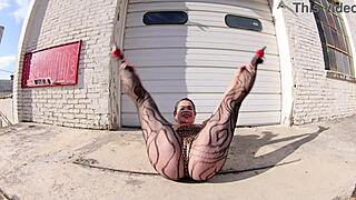 Feeling wild in thong bodysuit on the docks