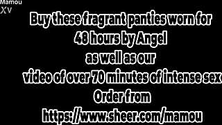 I masturbate while licking angel's round tits.