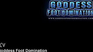 Goddess Mandy gives a teasing footjob with sucking