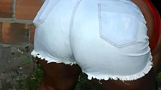 Neighbor's huge ass cleans the yard!