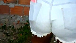 Neighbor's huge ass cleans the yard!