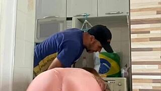 Married Redhead Flashes Big Pussy Lips Near Husband