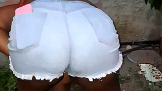 Neighbor's huge ass cleans the yard!