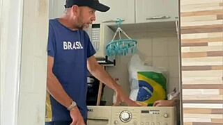 Married Redhead Flashes Big Pussy Lips Near Husband