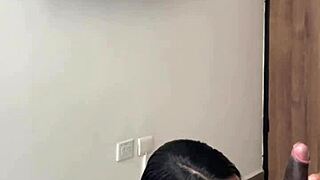 Cute Brunette Surprises Stepbrother With Sloppy Blowjob