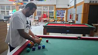 Damn! She Lost at Pool and Got Pounded Hard in Hairy Pussy on Toilet Street Beach!