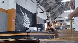 Damn! She Lost at Pool and Got Pounded Hard in Hairy Pussy on Toilet Street Beach!