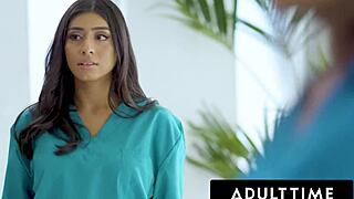 Newbie Violet Myers gets a full rubdown from Lena Paul and Jade Baker in hot lez 3-way.