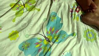 Man, my hermanastra came from party, passed out, I sneak in her room, jerk off, and smear my cum on her with fingers, oops!