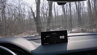 Can You Drive While This Blonde MILF Sucks Your Cock And Swallows Cum Outdoors?