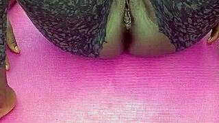 I flashed my wet pussy during morning workout, feeling so naughty