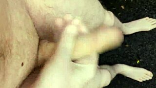 risky midday outdoor masturbation with a monster cock in public