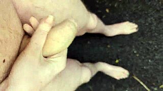 risky midday outdoor masturbation with a monster cock in public