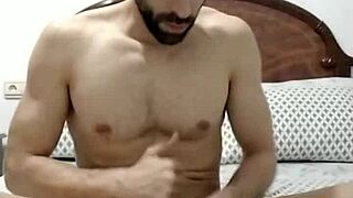 Attractive guy reveals his monster cock and jerks off