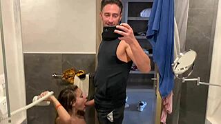 Girl dries hair, sucks dick, then fucks guy 😏