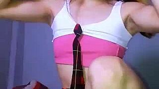 Bonneyuwu, the petite schoolgirl whore, masturbates wildly with a huge dildo!