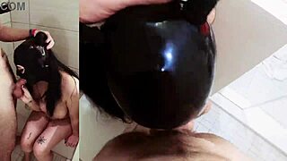 An intimate shower encounter featuring a deprived woman and intense sensations