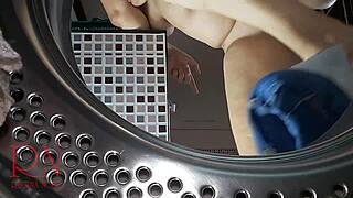 Adorable housewife slave fucked in the washing machine